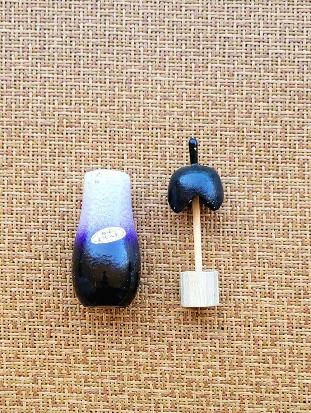 Vintage Japanese Wooden Eggplant Toothpick Container/Holder & Folk Collectible